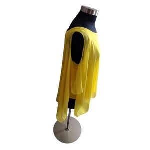 Find Me Plus Size 3x Cold Shoulder Sheer Scarf Chiffon Overlay Tank Top Yellow